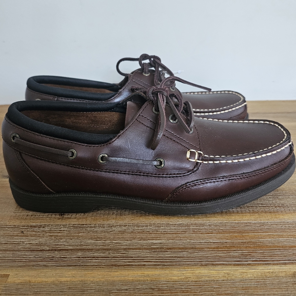 NWOT EARTH SHOE Grayson Mens Brown  Leather Slip On Boat Shoes